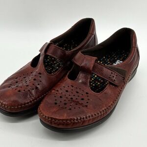 SAS Willow Walnut Women 10M‎  Shoes Leather Comfort Strap Brown Sandal Slip